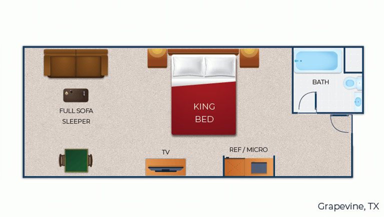 The floor plan for the Luxury King Suite